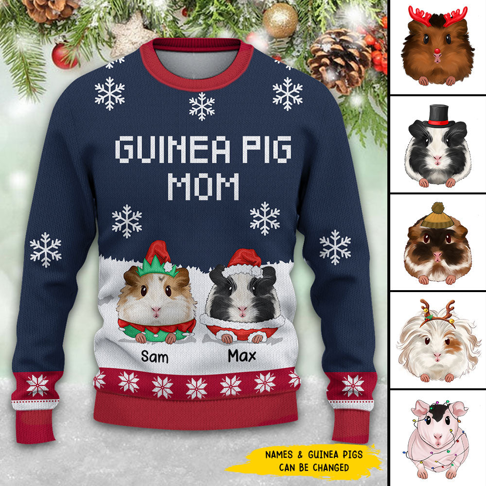 89Customized Guinea Pig Mom Personalized Ugly Sweater