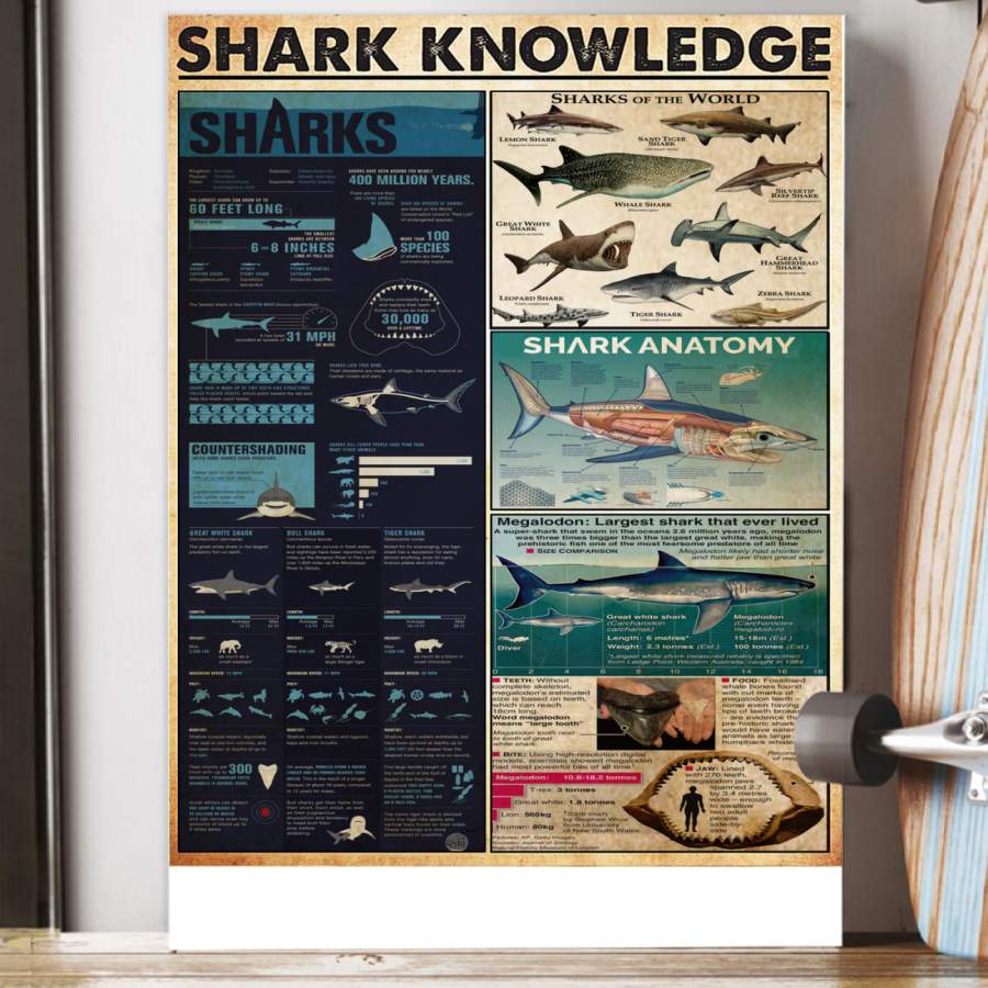 Shark Knowledge Special Unique Custom Design Canvas Gift For Animal Lovers