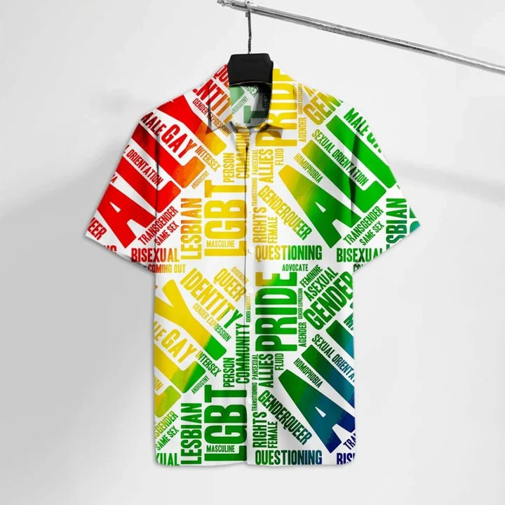 Beach Shirt Lgbt Hawaii Pride Straight Ally Rainbow Colors Tshirt Aloha Ha102680