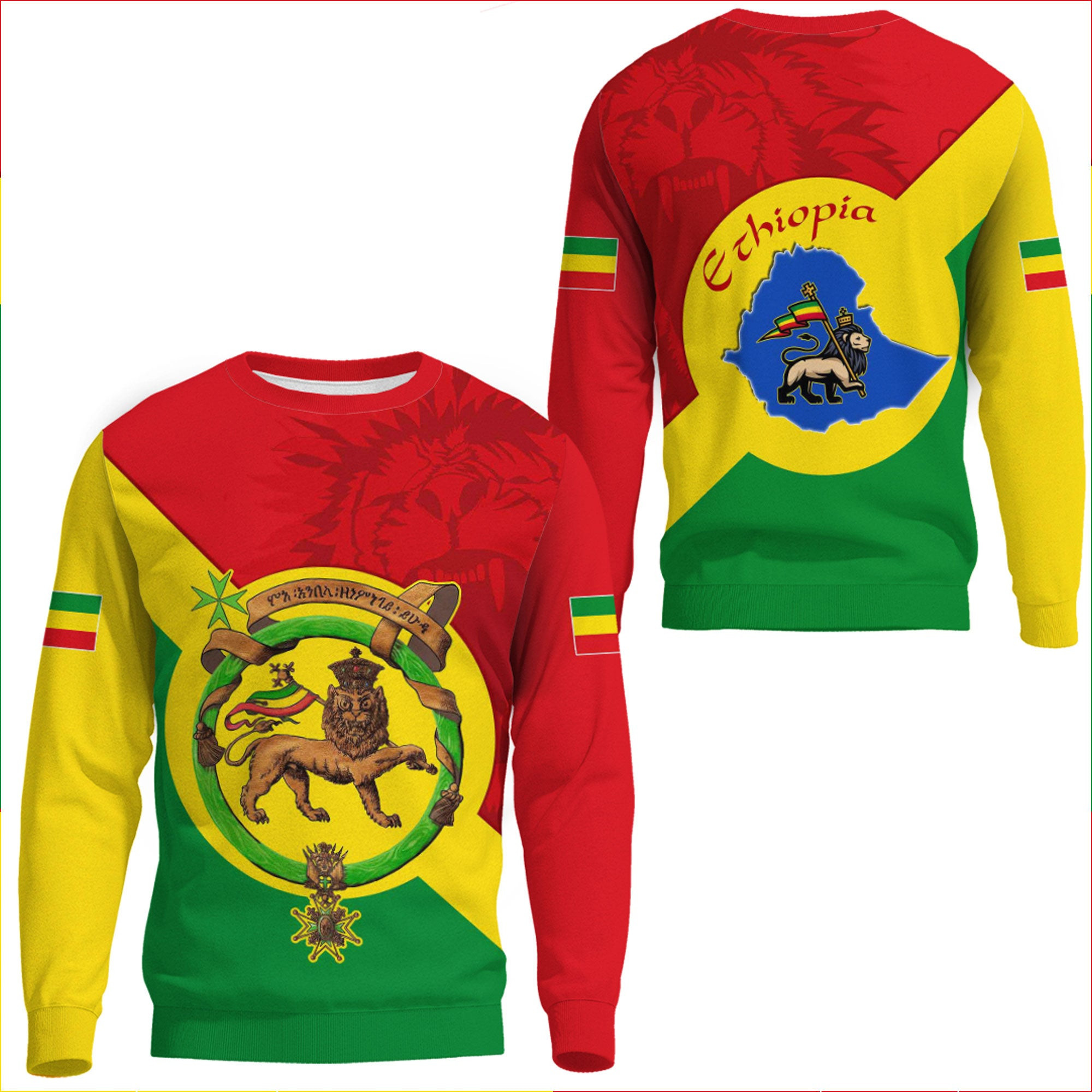 Africa Zone Clothing – Ethiopia Lion Haile Selassie Sweatshirts A35