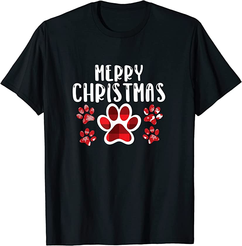 Merry Christmas Funny Puppy Xmas Dog Paw Lover Pet Owner T-Shirt