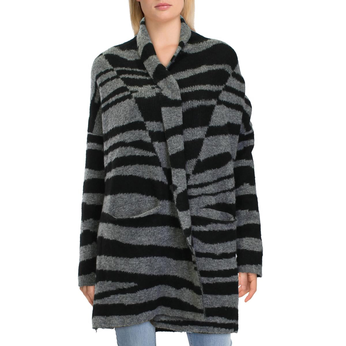 Womens Animal Print Open Front Cardigan Sweater