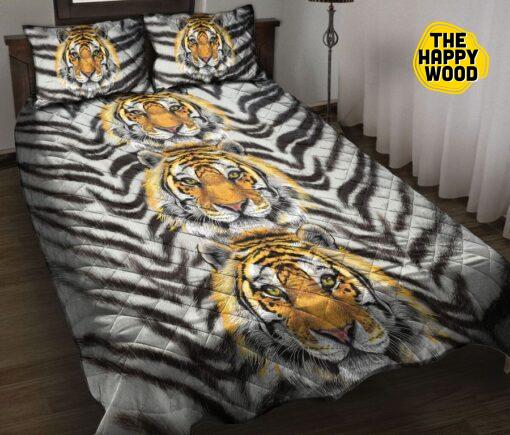 Awesome Tiger Quilt Bed Set And Pillow Covers