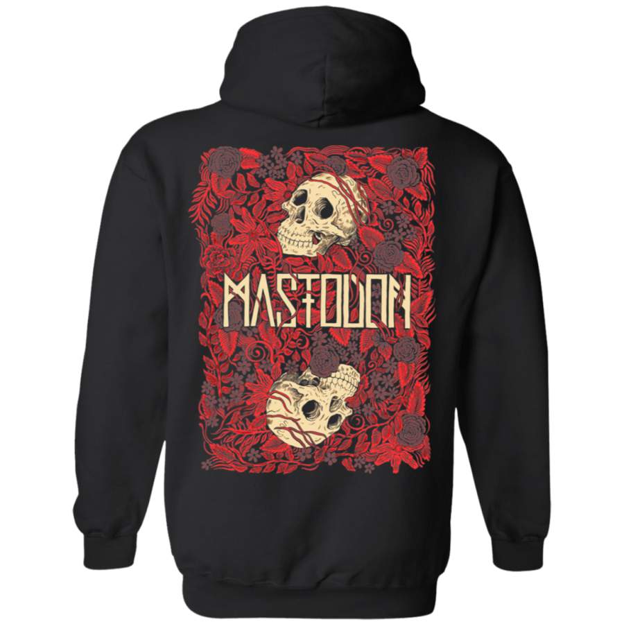 Mastodon Flower Skulls Back print Pullover Hoodie