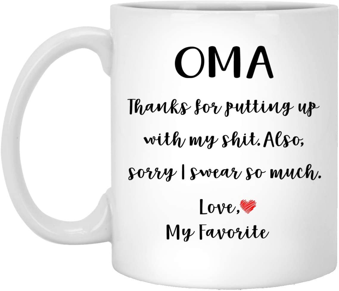 Oma Gifts From Daughter Son – Mothers Day Gifts For Oma Birthday Gifts – Funny Oma Coffee Mug Christmas Gift Ideas For Oma – White – 15Oz