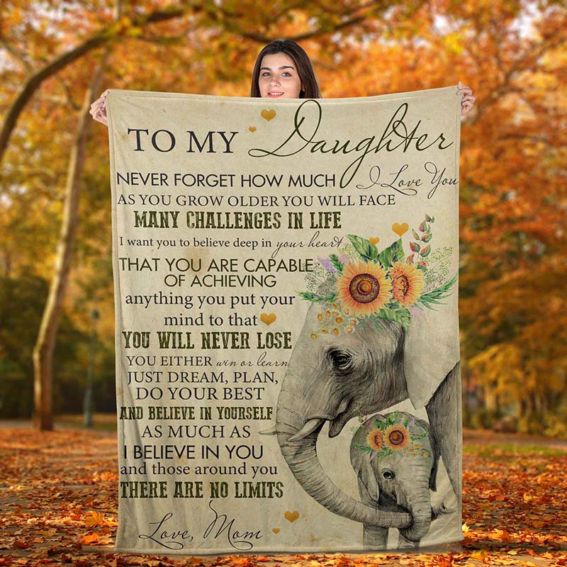 Skitongifts Blanket For Sofa Throws, Bed Throws Blanket – Elephant To My Daughter Never Forget How Much I Love You Many Challenges In Life-Tt0801