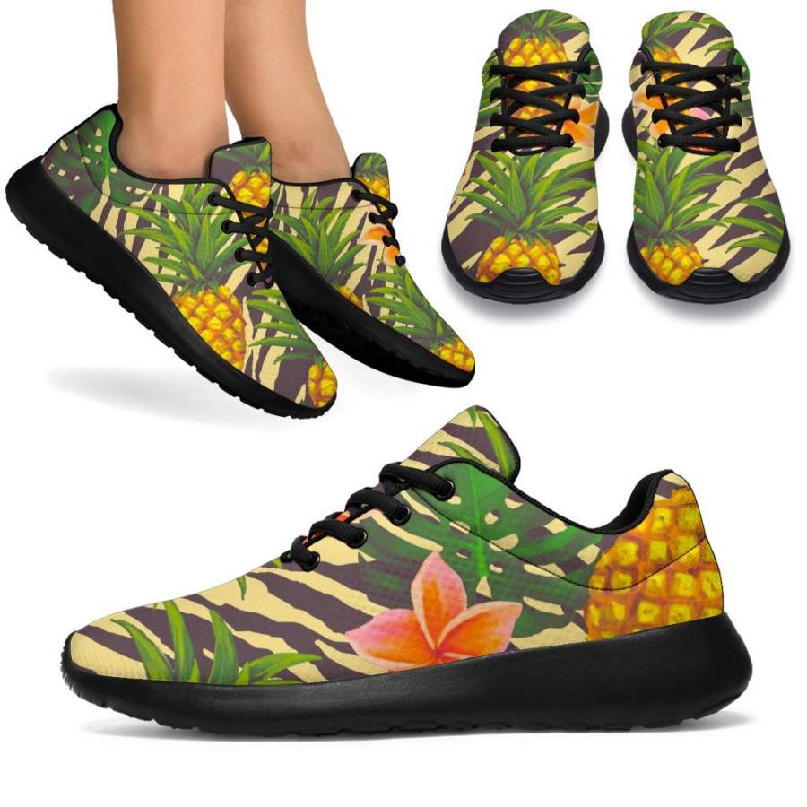 Vintage Zebra Pineapple Pattern Print Sport Sneakers