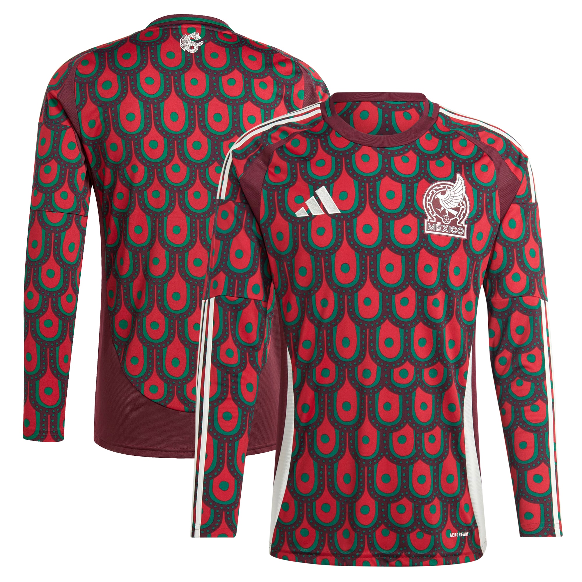 Mexico National Team 2024 Home Replica Long Sleeve Jersey – Burgundy