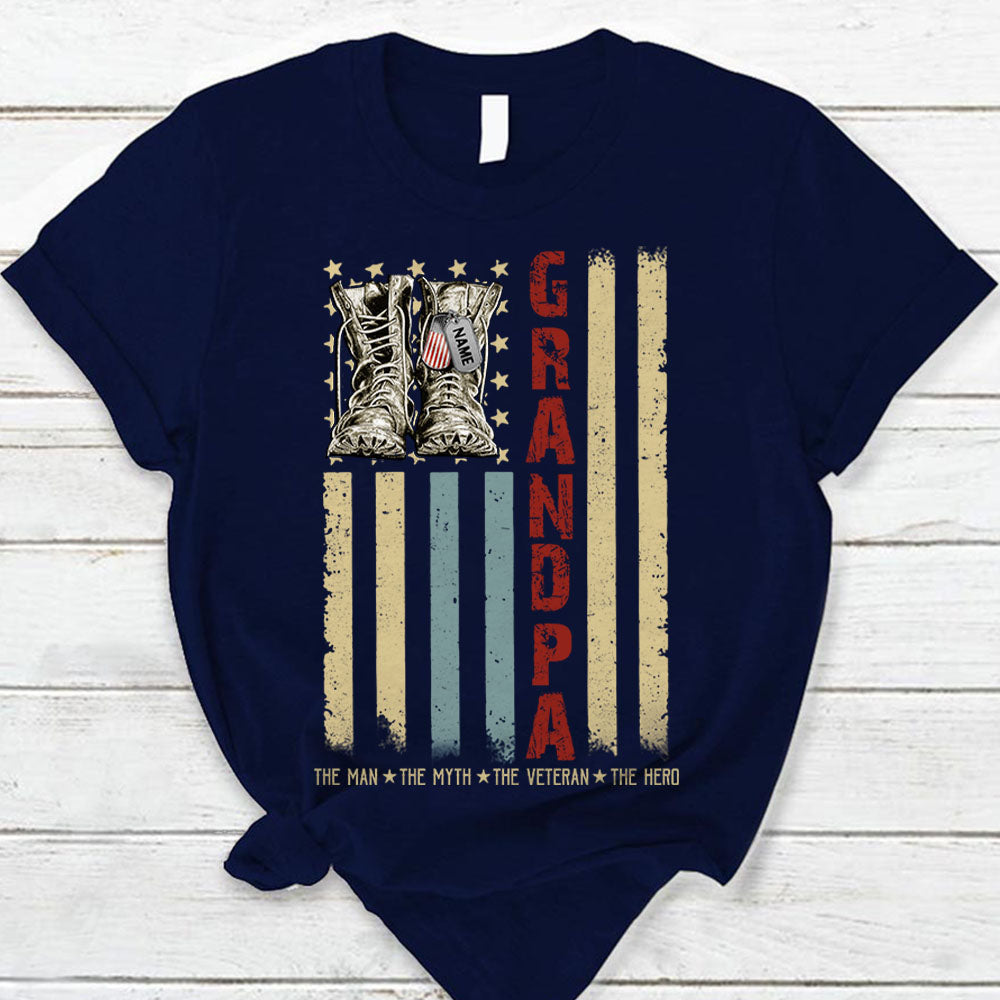 Personalized Shirts Grandpa The Man The Myth The Veteran The Hero T-Shirt For Dad Grandpa Veteran Hk10