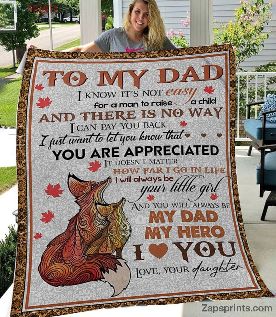 Gift For Dad  – To My Dad – Fox – You Are My Hero – Blanket