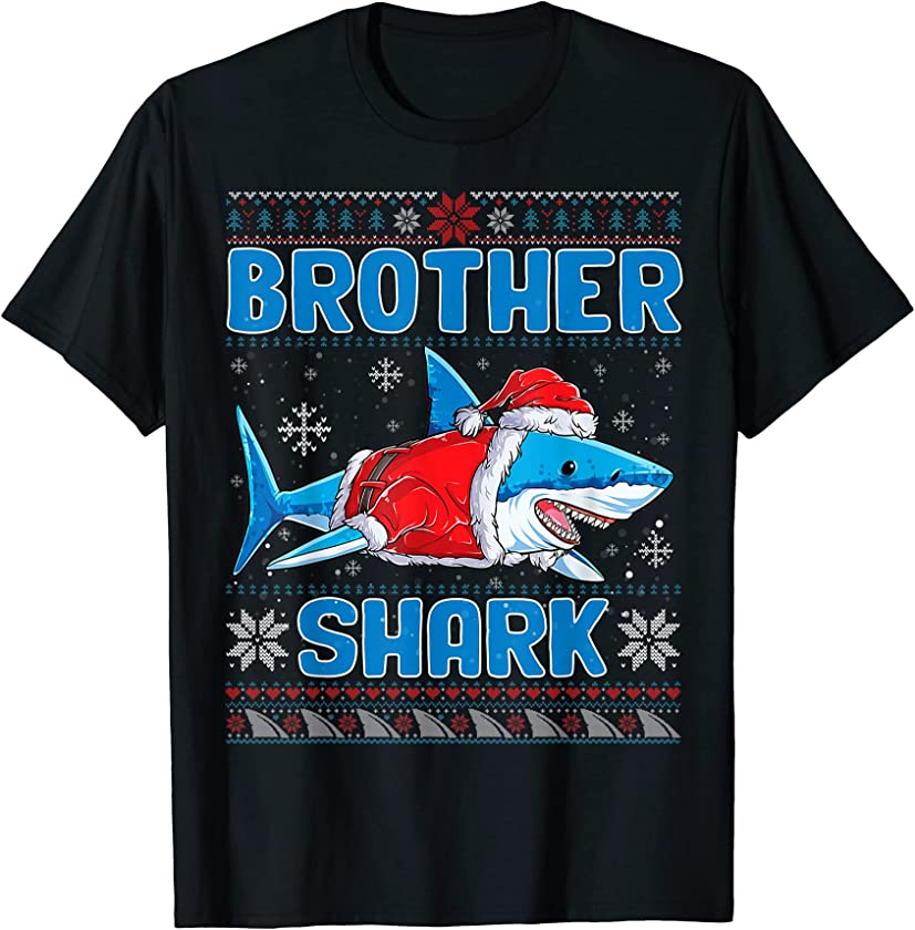 Brother Santa Shark Lover Christmas Family Ugly Xmas Sweater T-Shirt