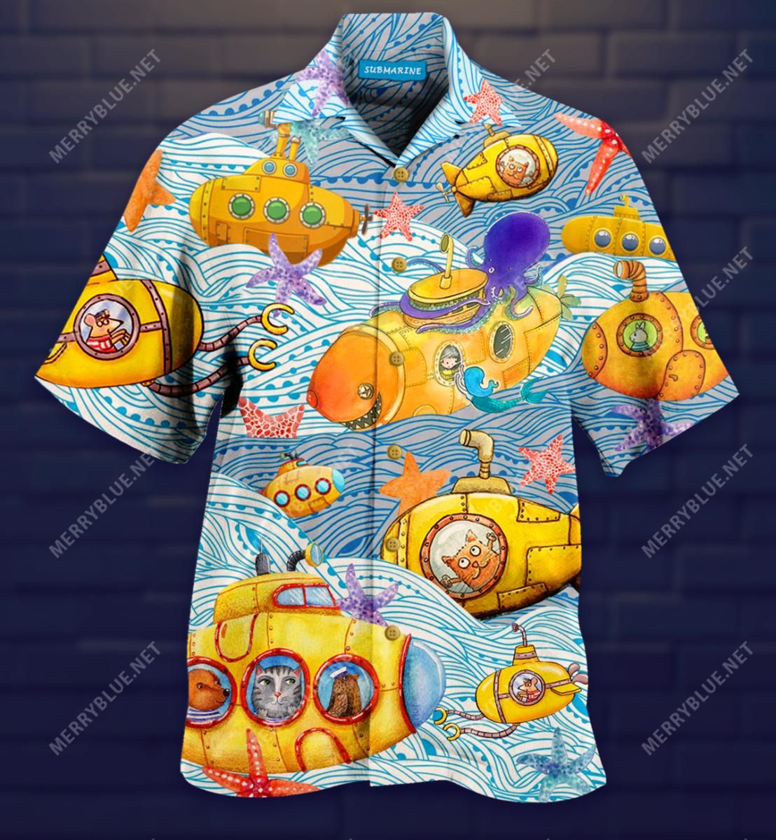 Yellow Submarines Diving Into The Ocean Aloha Hawaiian Shirt Colorful Short Sleeve Summer Beach Casual Shirt For Men And Women