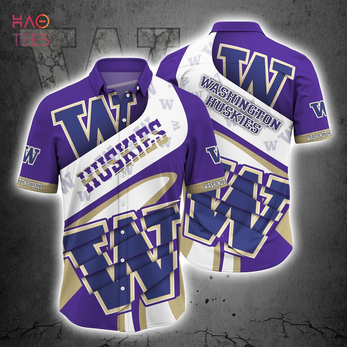 NCAA Washington Huskies Purple White Hawaiian Shirt