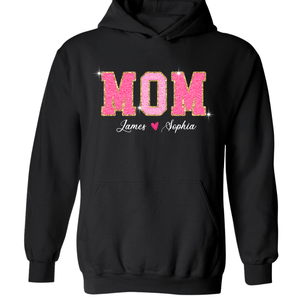 Personalized Mom And Kids Valentine Day Pink Glitter Hoodie