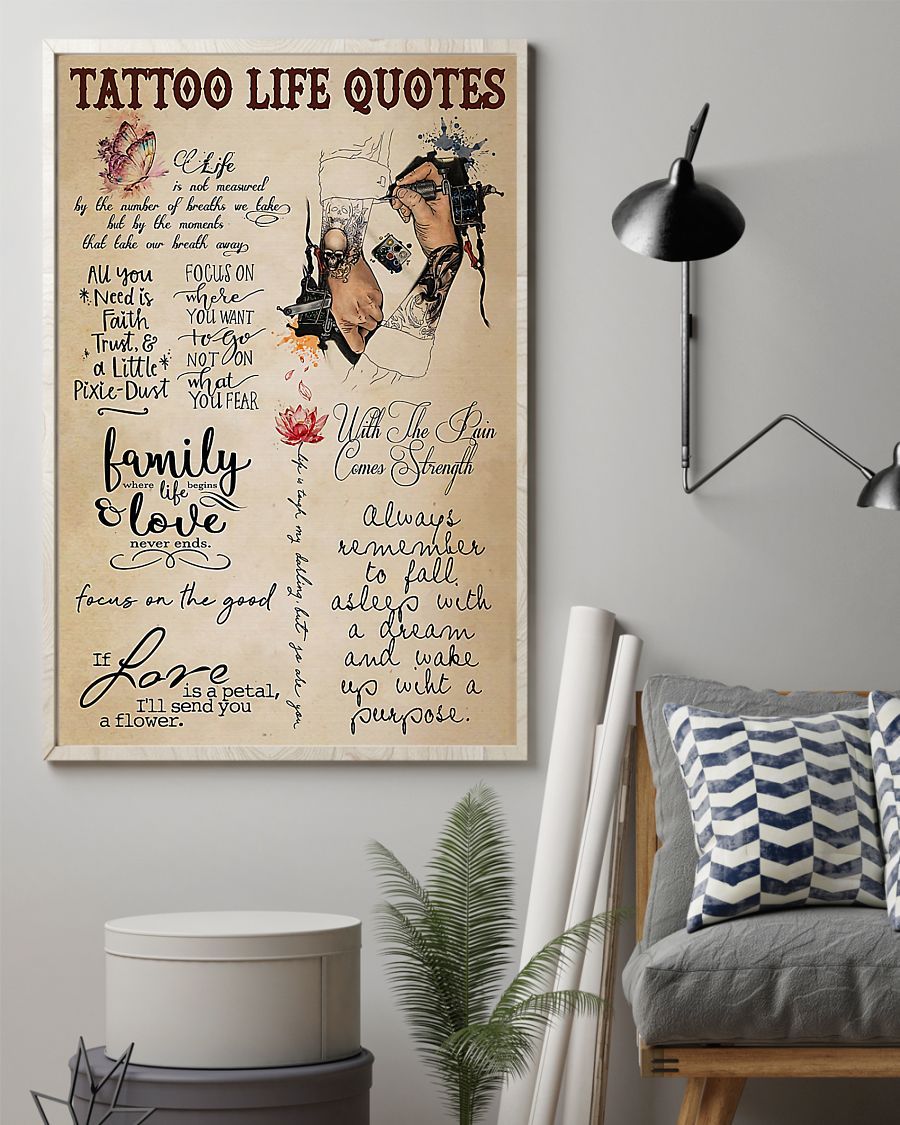 Tattoo Life Quotes Vertical Canvas And Poster | Wall Decor Visual Art