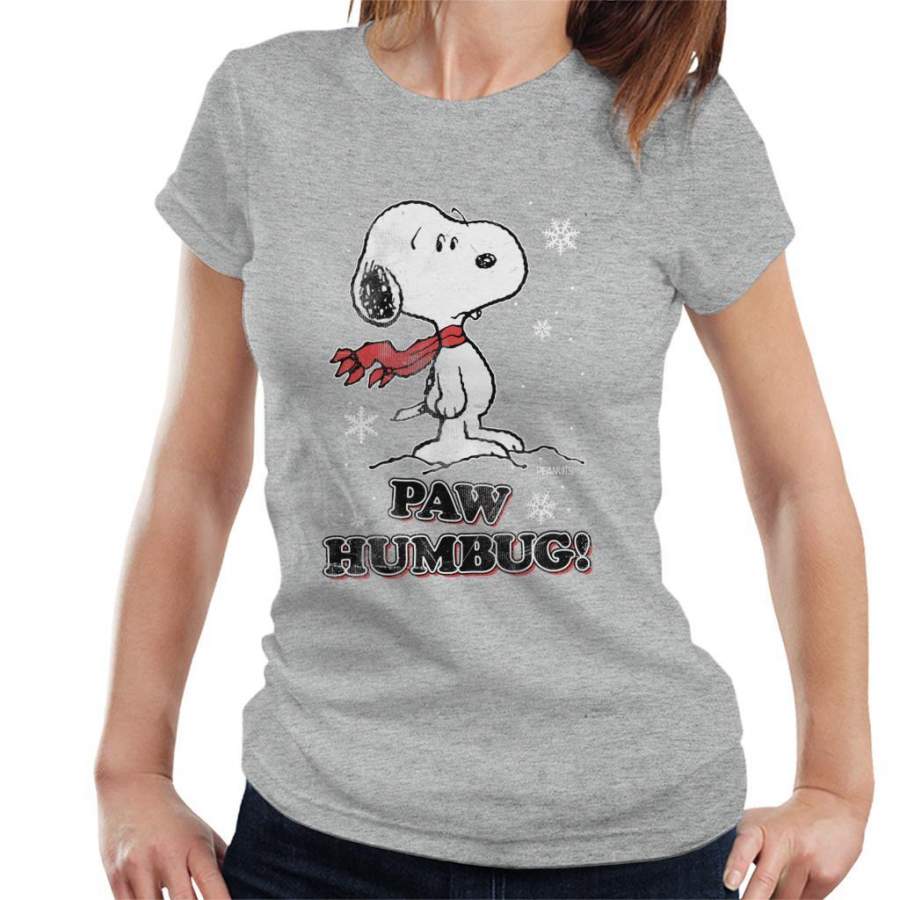 Peanuts Christmas Paw Humbug Snoopy Women’s T-shirt