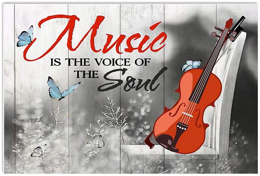 Vintage Violin Music Is The Voice Of The Soul Poster Art Print      Home Decor Gift For Men Women Family Friend On Birthday Xmas