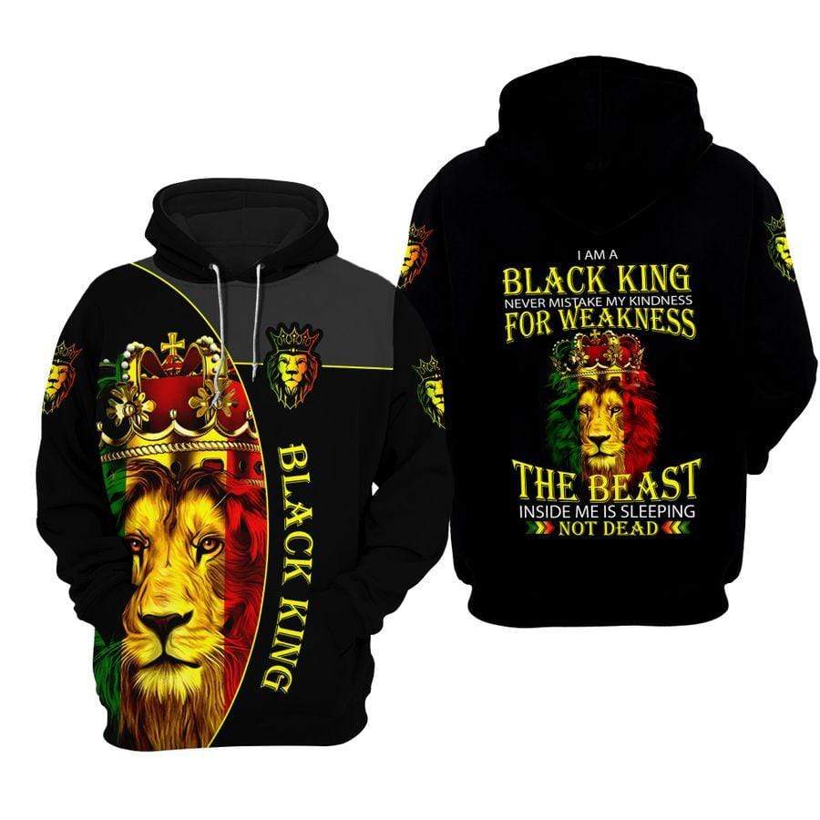 I Am A Black King Lion Hoodie 3D