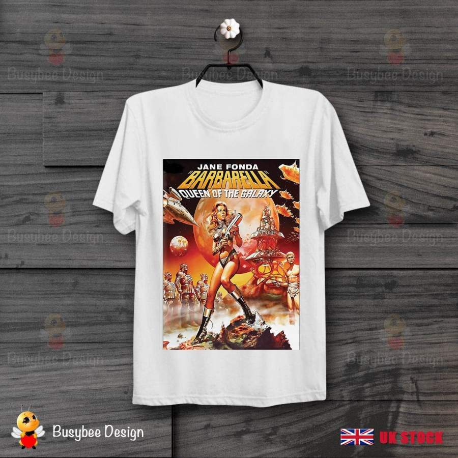 Mens Barbarella Sci Fi Movie Jane Fonda Vintage Retro White T Shirt