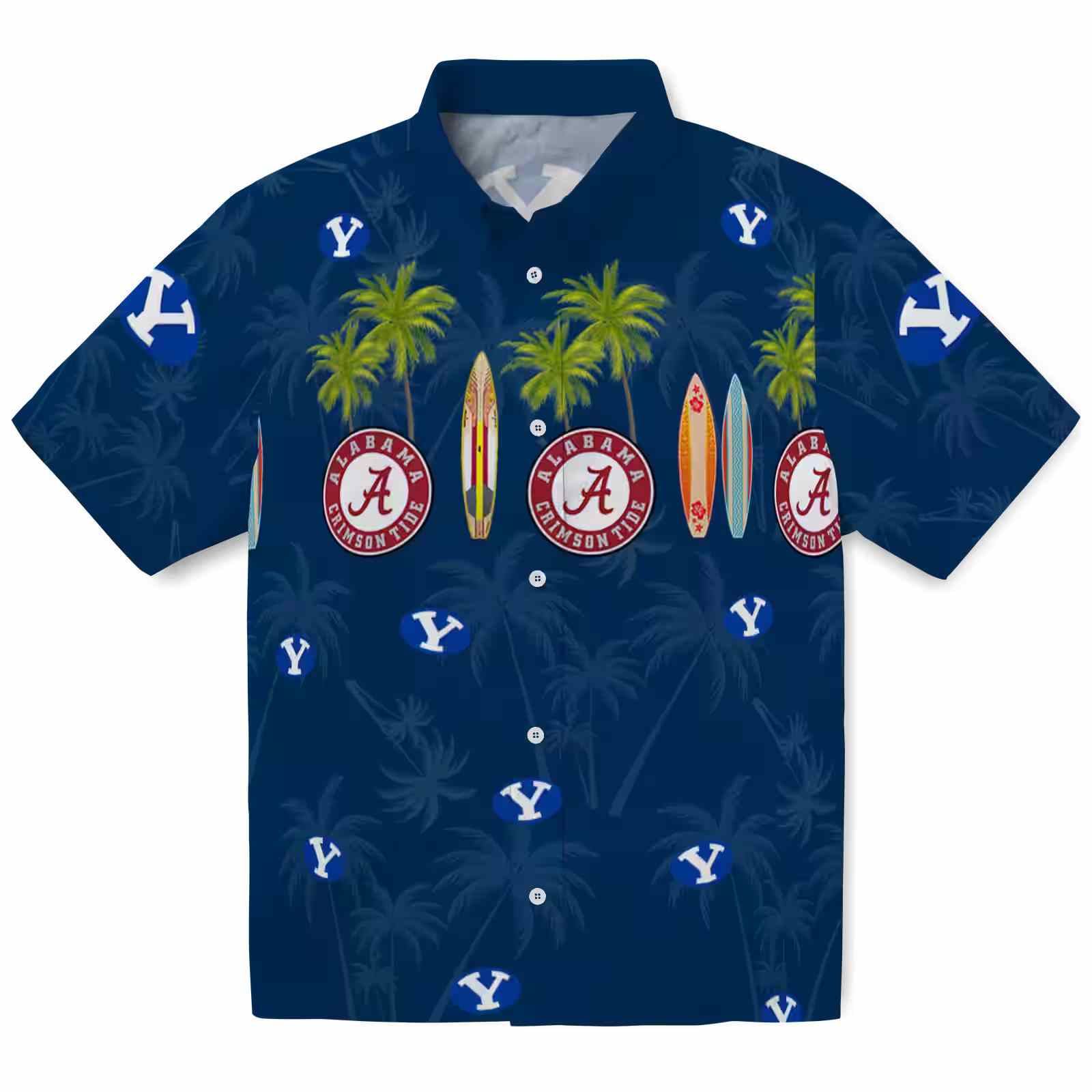 Byu Cougars Surfboard Palm Blue Hawaiian Shirt