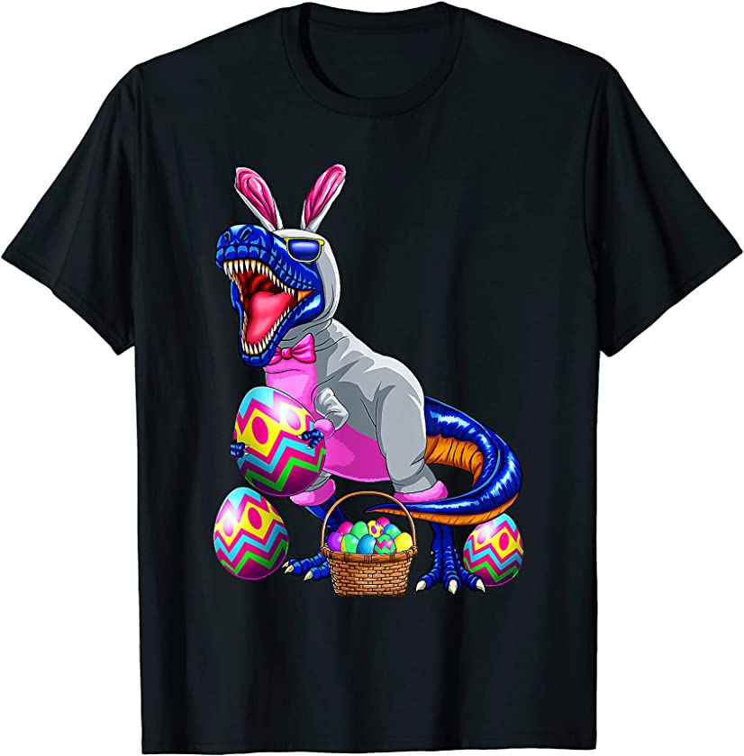 Easter Basket Bunny Dinosaur Shirt Egg T Rex Kids Boys Gifts T-Shirt