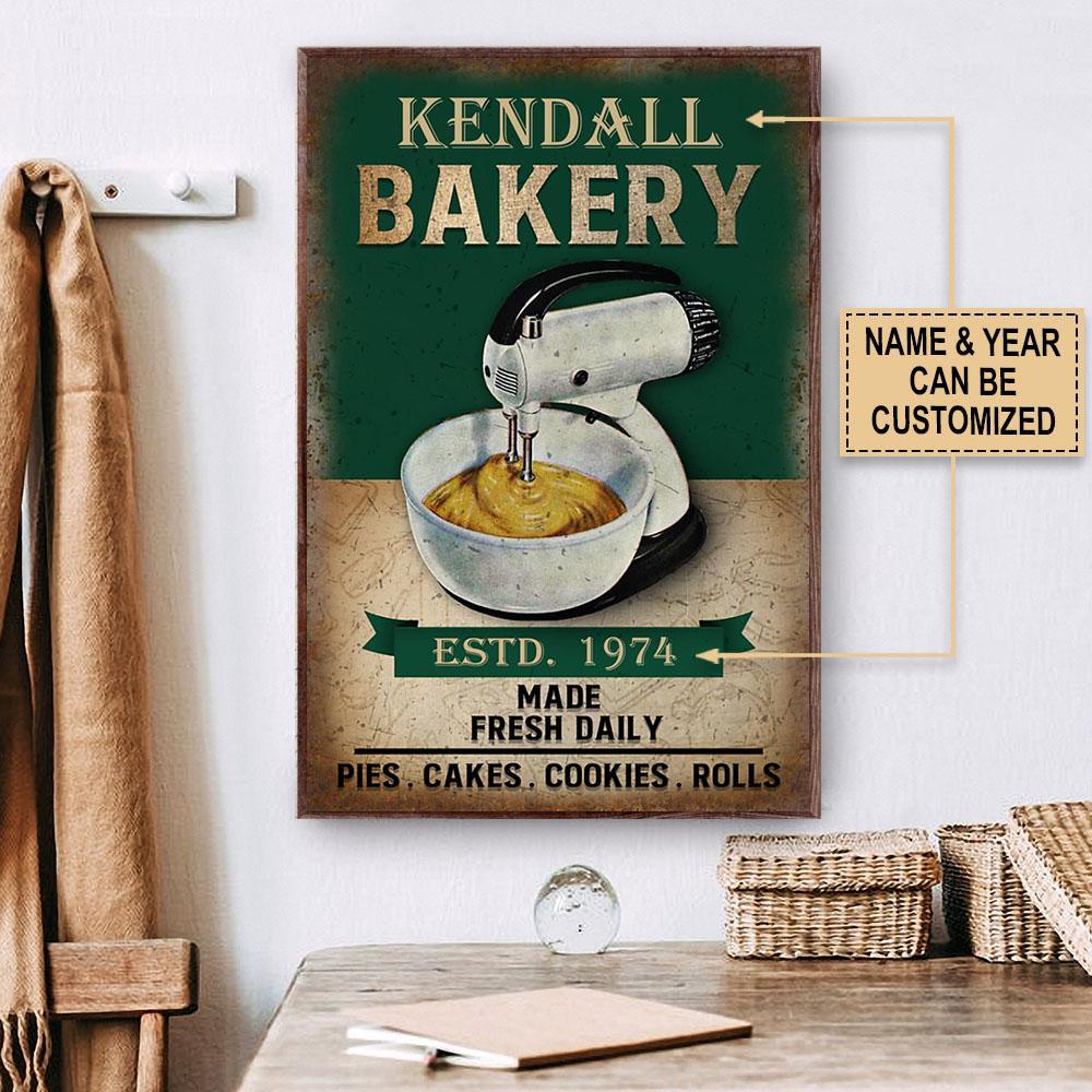 Aeticon Gifts Personalized Baking Made Fresh Daily Green Canvas Mom Dad Gift Home Decor