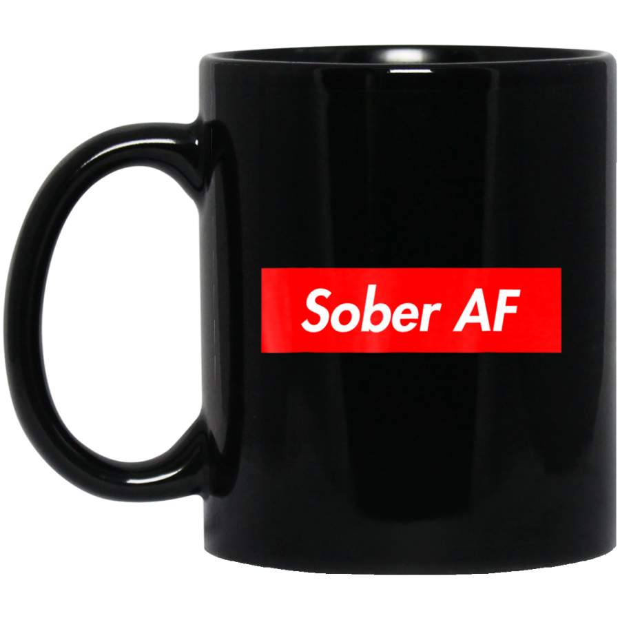 Sober AF 11oz 15oz Black Mug Happy Easter Day Funny Colors Eggs Bunny Ears Peeps Cute