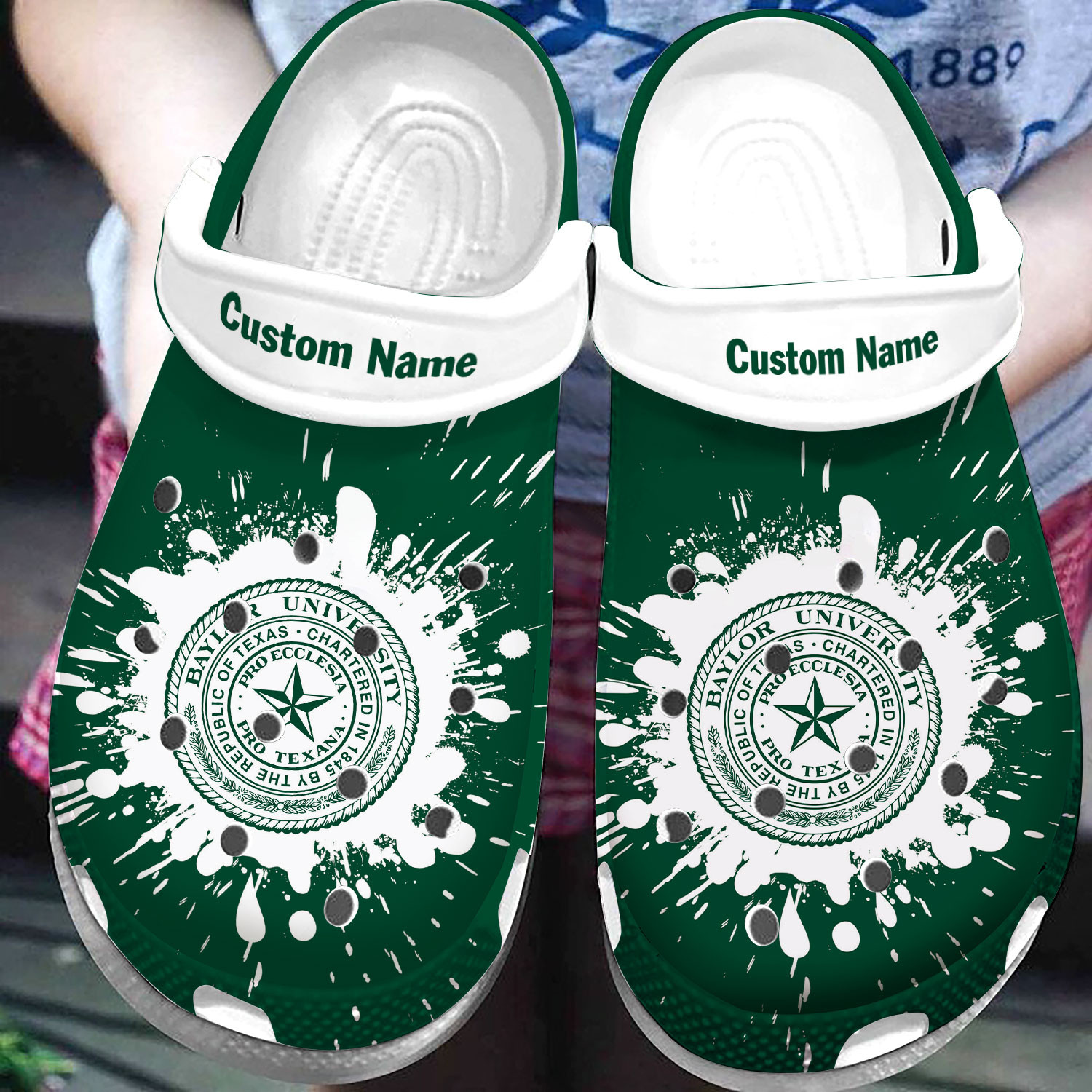 Custom Name Green Baylor University Clog Shoes #Dh