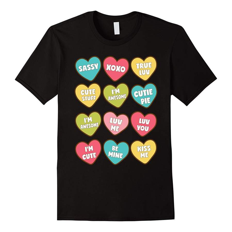 Conversation Heart Valentines Day Candy tShirt For Kids