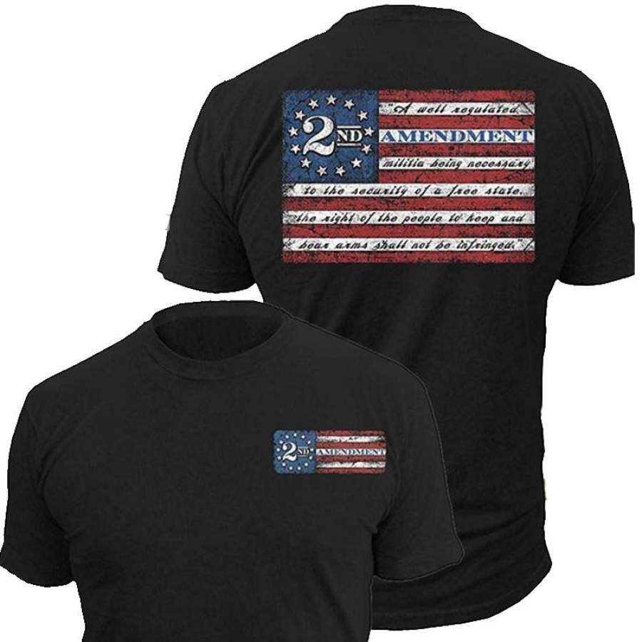 2nd Amendment Vintage American Flag Mens T-Shirt USA Second 2A