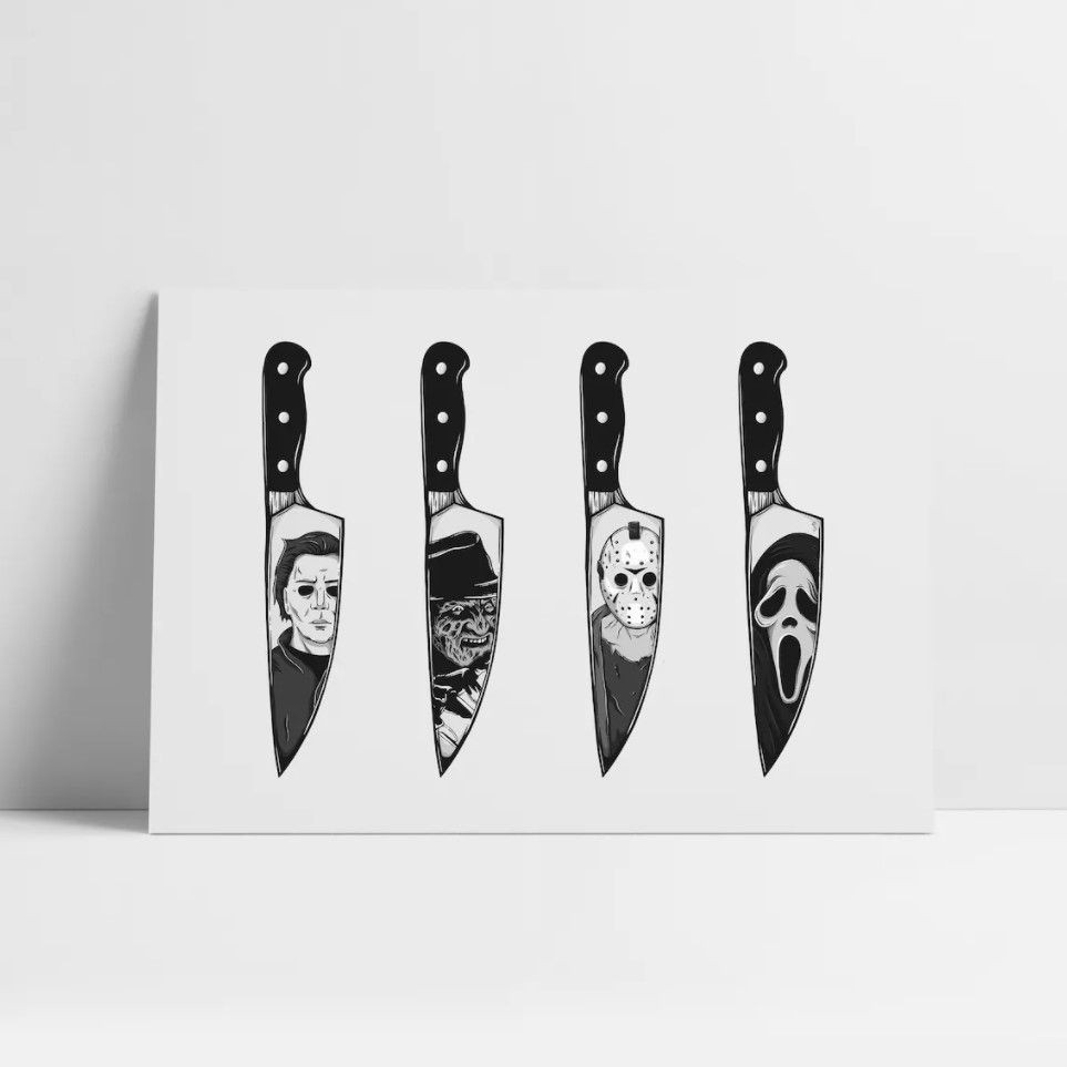 Horror Knives Print Poster, Horror Halloween Poster, Halloween Decor