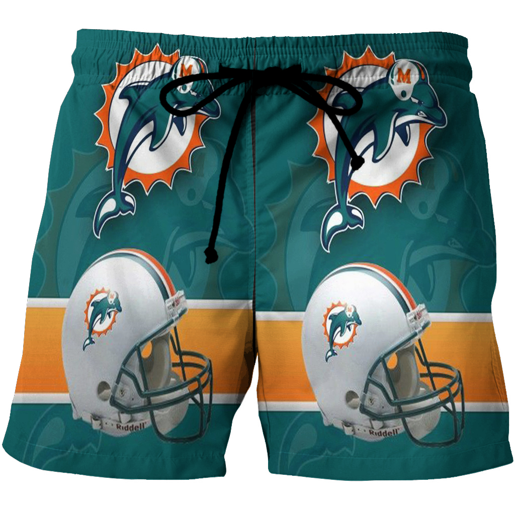 Miami Dolphins Logo And Helmet 3D All Over Print Summer Beach Hawaiian Short