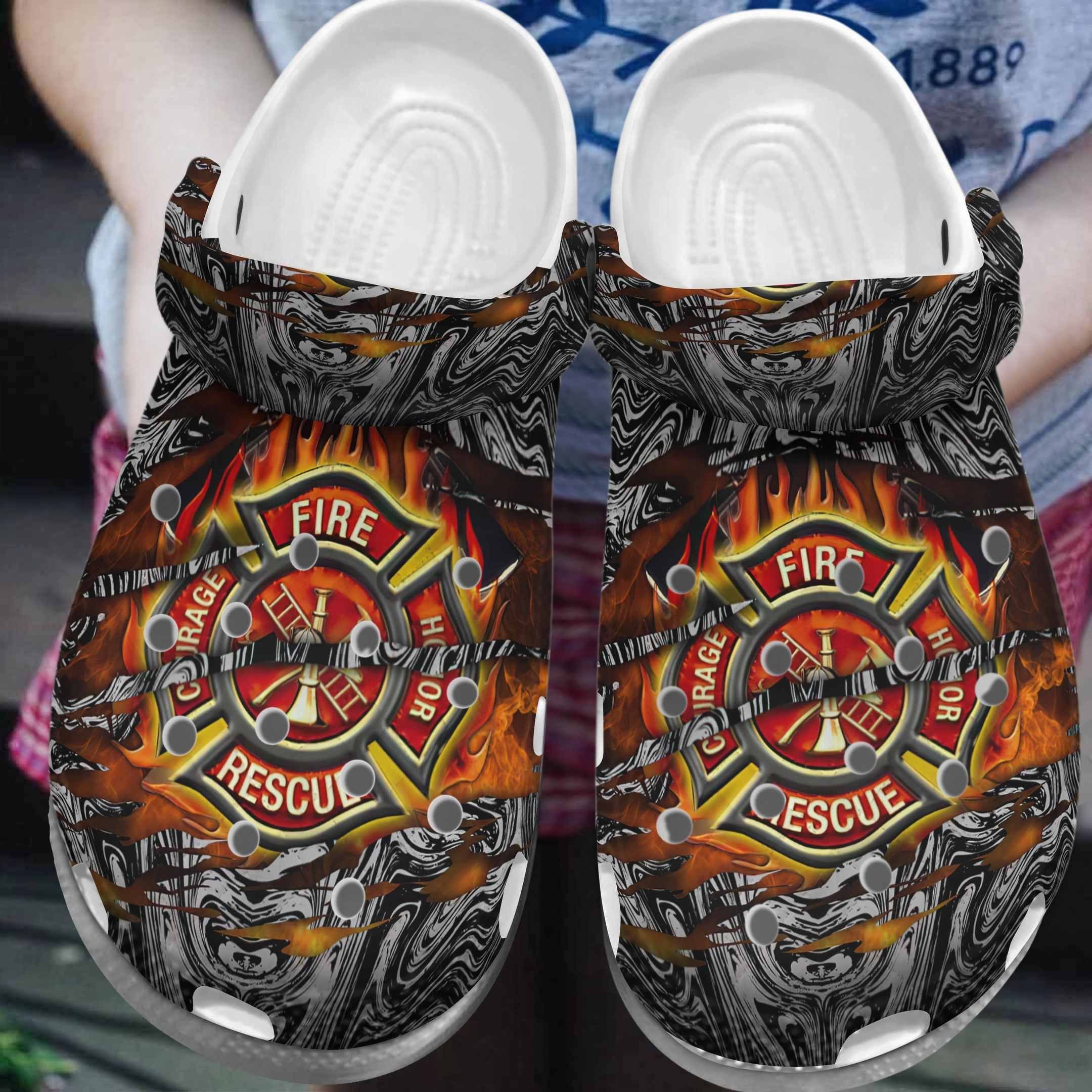 Fire Rescue Croc Shoes Men – Firefighter Shoes Crocbland Clog Gifts For Father Day Grandpa Husband Son
