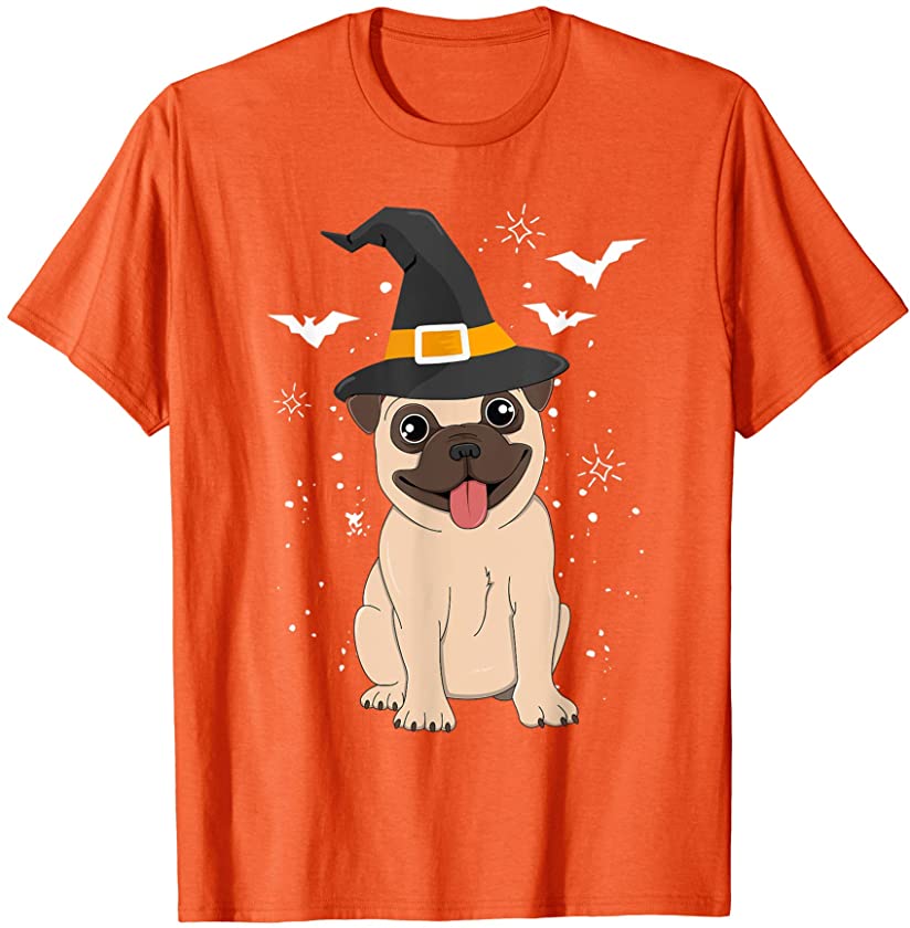 Pug Witch Halloween Dog Puppy Outfit Costume Trick or Treat T-Shirt