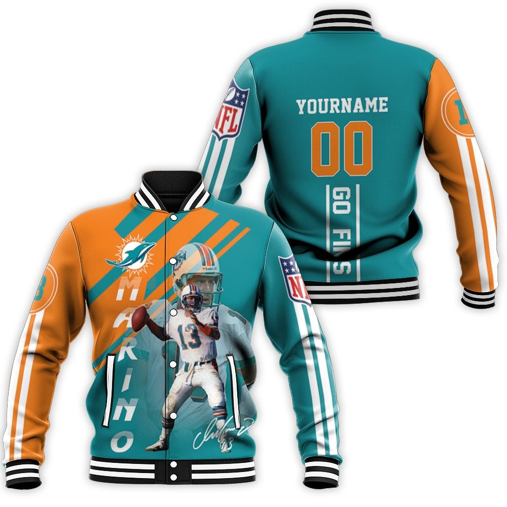 Dolphins Dan Marino 3D Personalized Baseball Jacket For Men Women