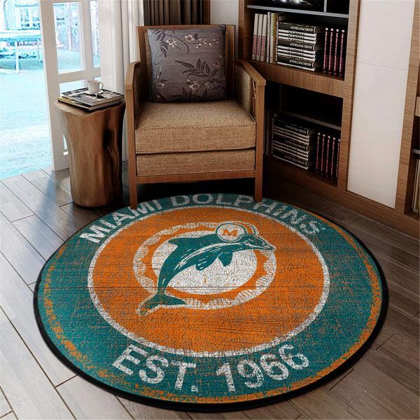 The 20 Rug Miami Dolphins Living Room Round Carpet RR111121, Christmas Gift Floor Decor