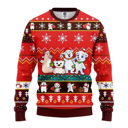 Bears Cute Noel Mc Christmas Red Style Ugly Sweater