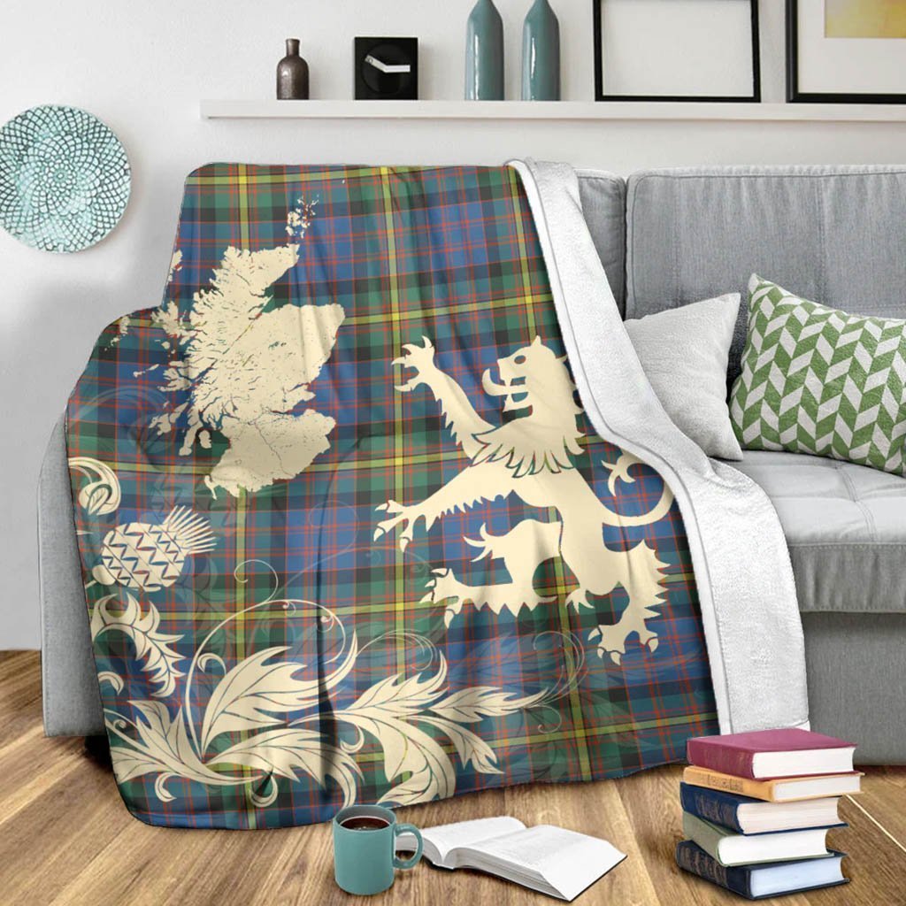 Tartan Blanket Macsporran Ancient Tartan Scotland Lion Thistle Map Plaid Blanket