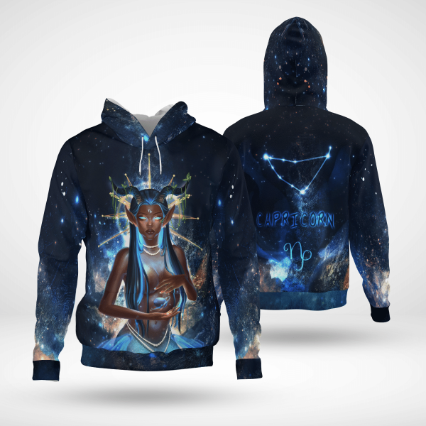 Zodiac Capricorn Girl For Black Queen Capricorn All Over Print 3D Unisex Hoodie Us Size