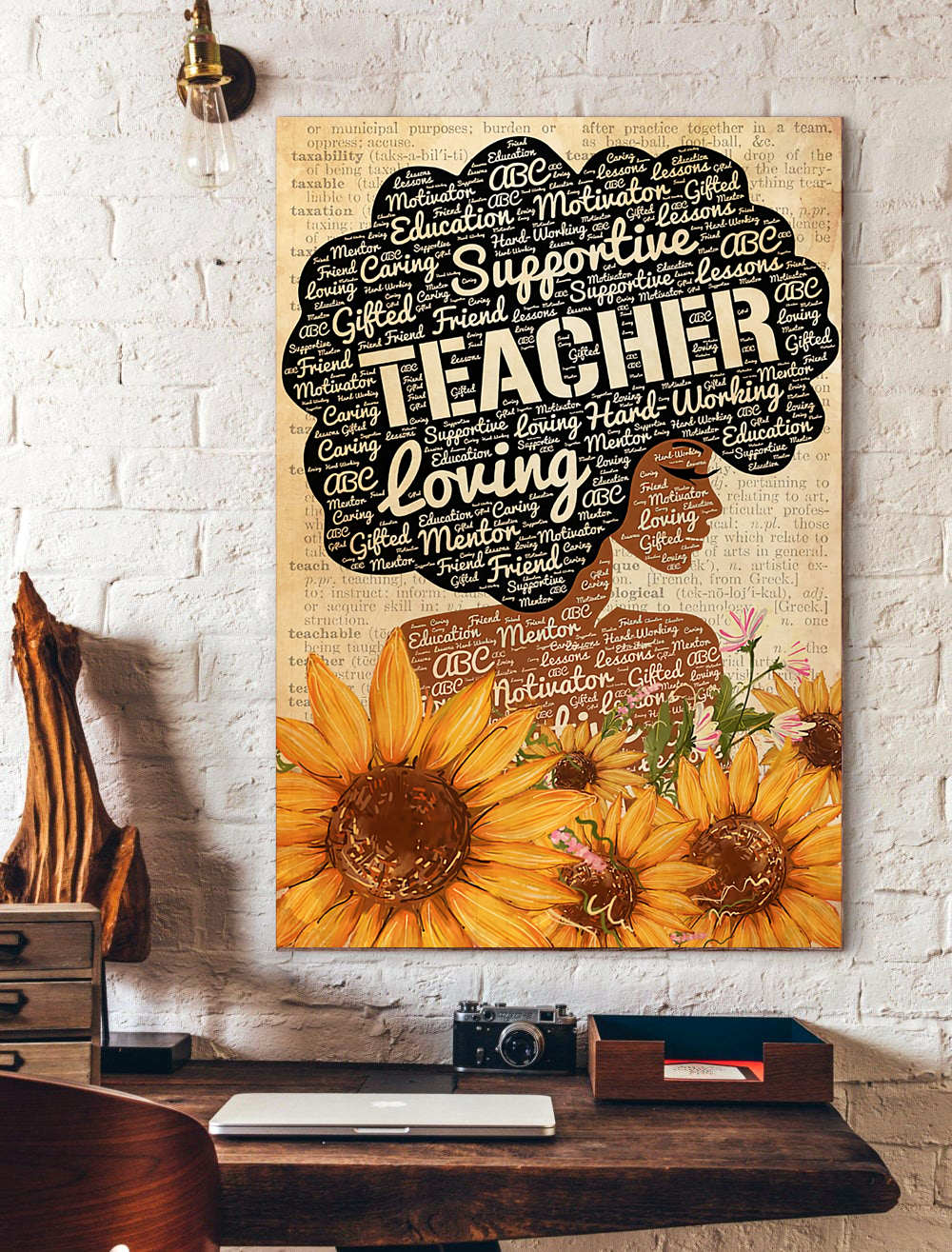 Teacher Motivate Quote Black Girl Vertical Print Poster, Poster Wall Decor