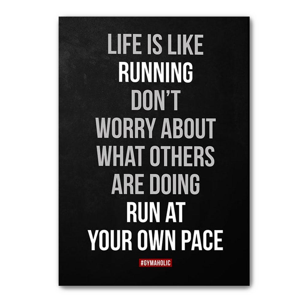 Poster Canvas Run At Your Own Pace, Printable Motivational Quote, Home Decor Inspirational Fitness Decor, Gym Poster Wall Decor, Poster Gift Decor Home Decor Wall Art Visual Art