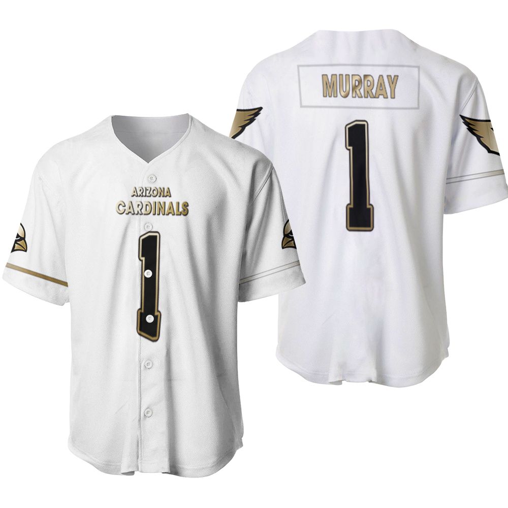 Arizona Cardinals Kyler Murray #1 NFL Great Player White 100th Season Golden Brandedition 3D Desiged Allover Gift For Arizona Fans Baseball Jersey