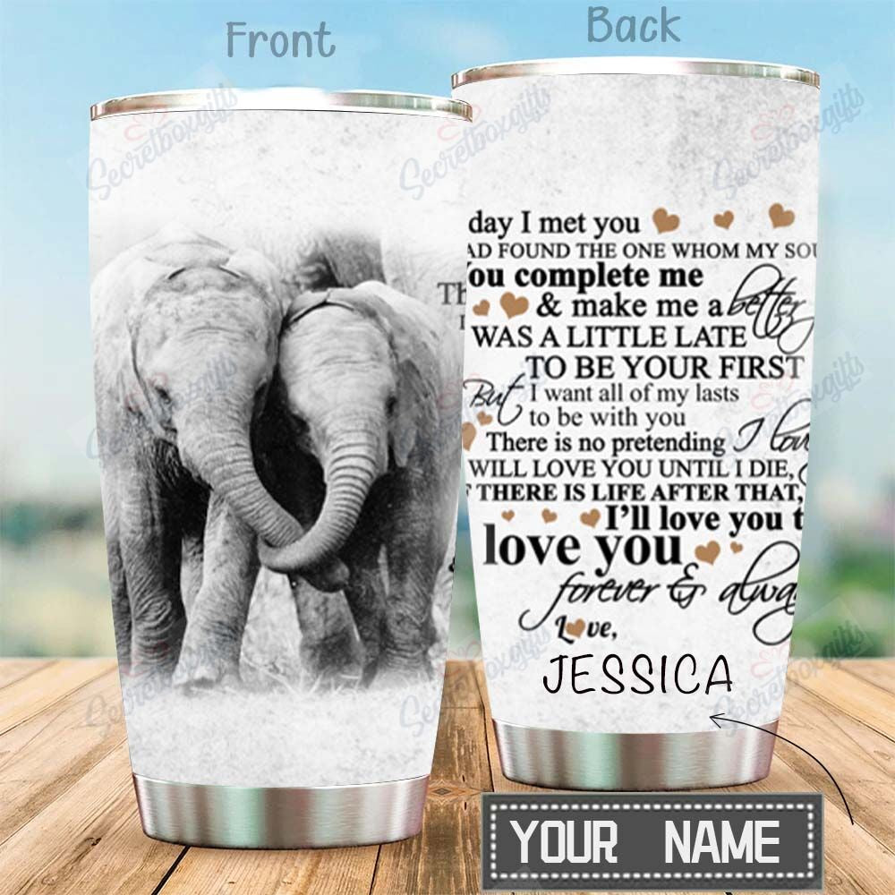 Personalized Husband And Wife Elephant Xa0202269Cl Stainless Steel Tumbler Travel Customize Name, Text, Number, Image