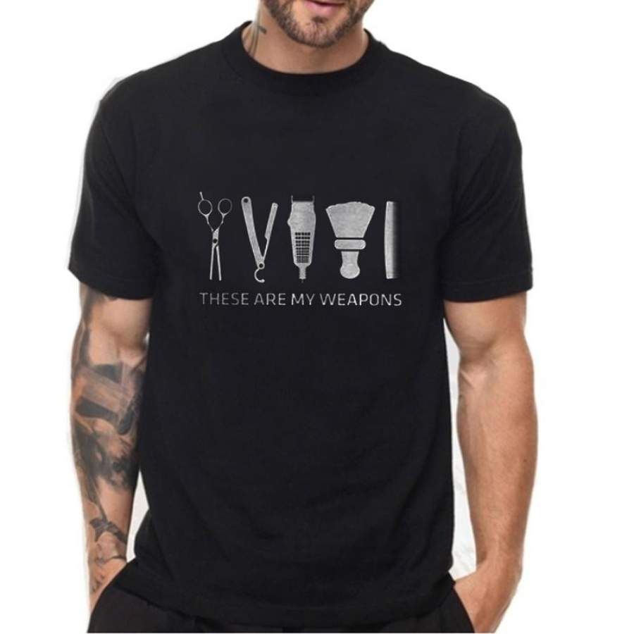 Vintage These Are My Weapons T Shirt Cool Barber T Shirt