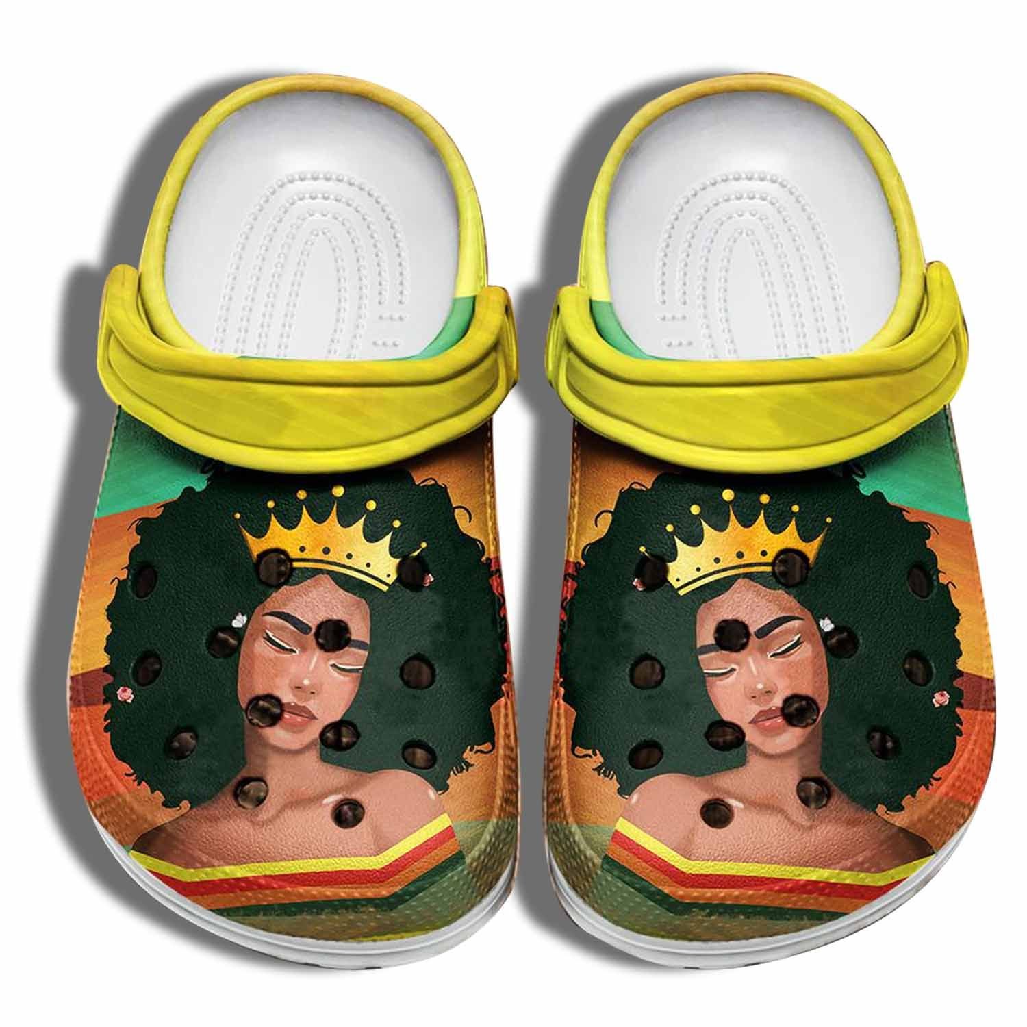 Beautiful Black Queen Unisex Clog Shoes