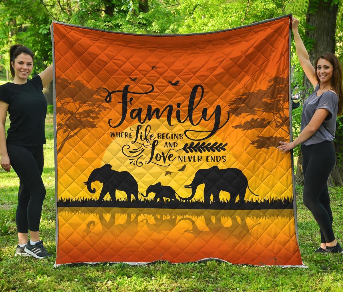 Happy Family Of Elephant Quilt Blanket Am082069-Tqh