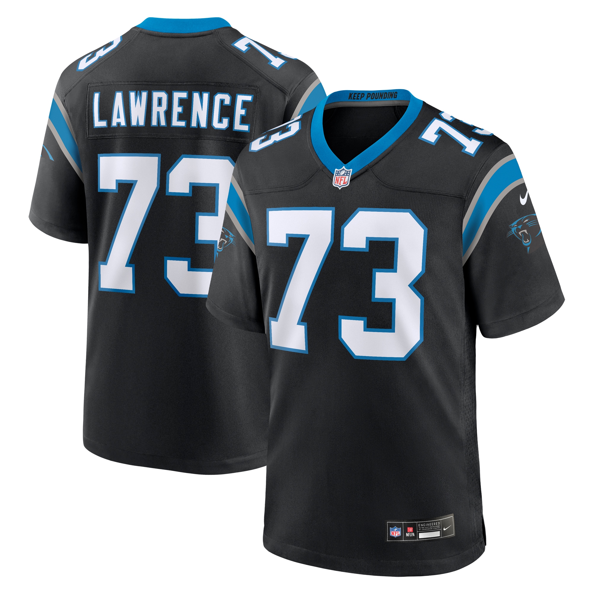 Rashard Lawrence Carolina Panthers Game Jersey – Black