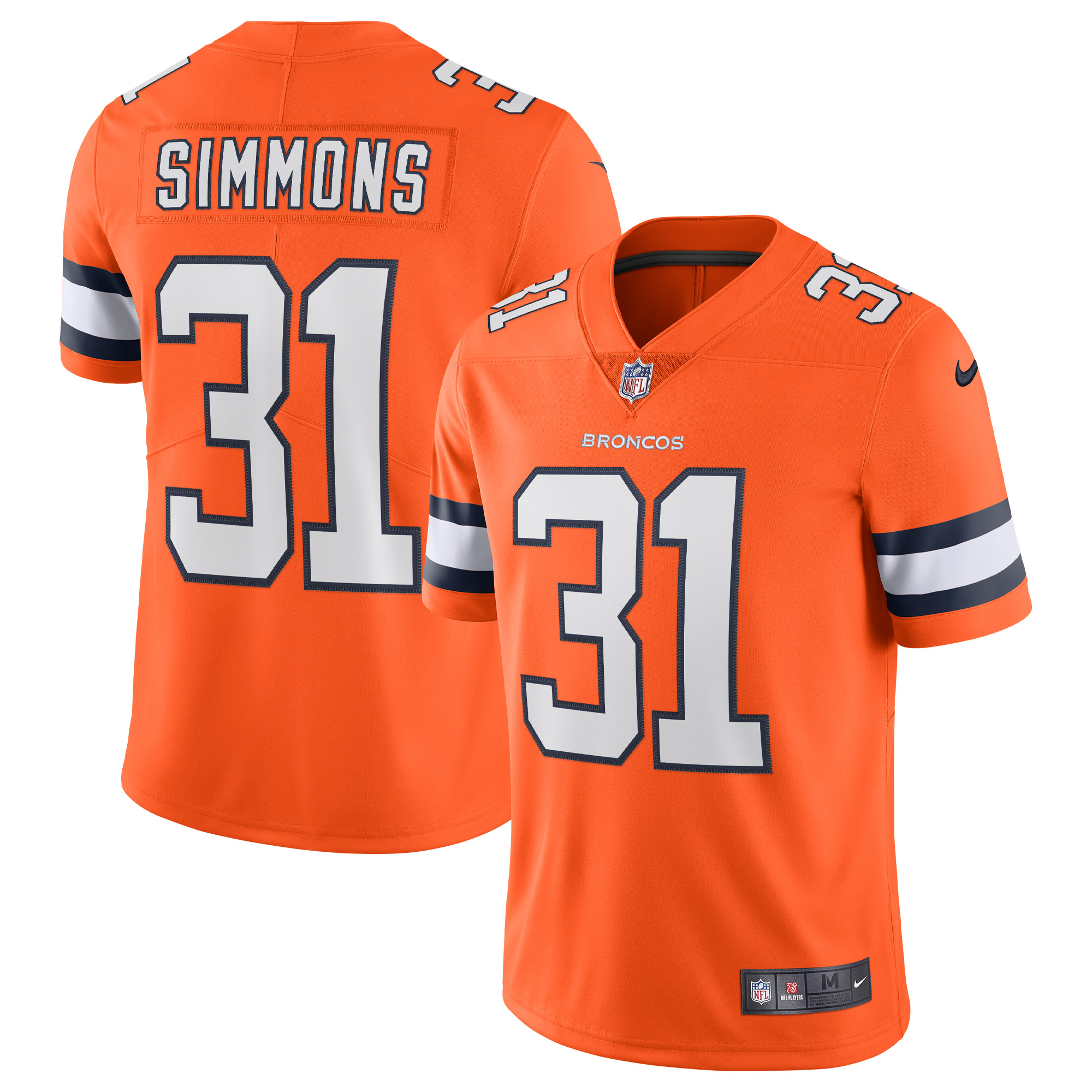 Men’s Denver Broncos Justin Simmons Orange Alternate Vapor Limited Jersey