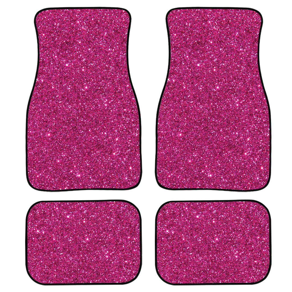 Magenta Pink Glitter Texture Print Front And Back Car Floor Mats, Front Car Mat