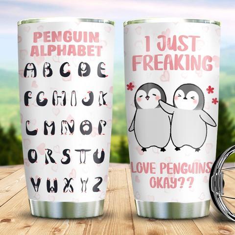 Penguin Alphabet Stainless Steel Tumbler, Personalized Tumblers, Tumbler Cups, Custom Tumblers